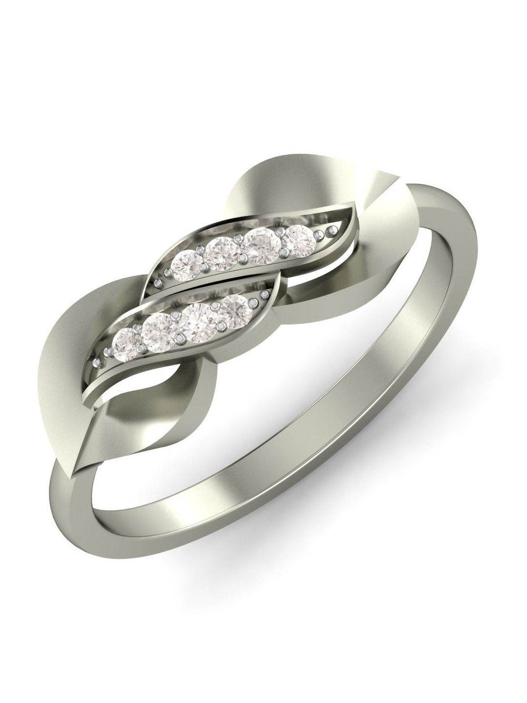 KUBERBOX 18KT Gracious Presence White Gold Diamond-Studded Ring-2.54 gm