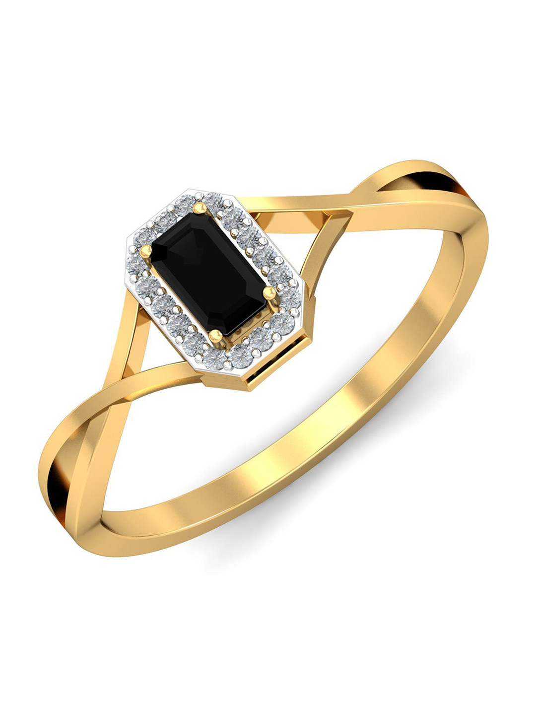 KUBERBOX Cuadro Black 18KT Gold Diamond-Studded Ring- 2.25 gm