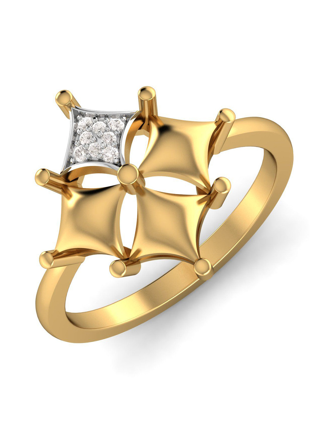 KUBERBOX Majestic 18KT Gold Diamond-Studded Ring - 3.04 gm