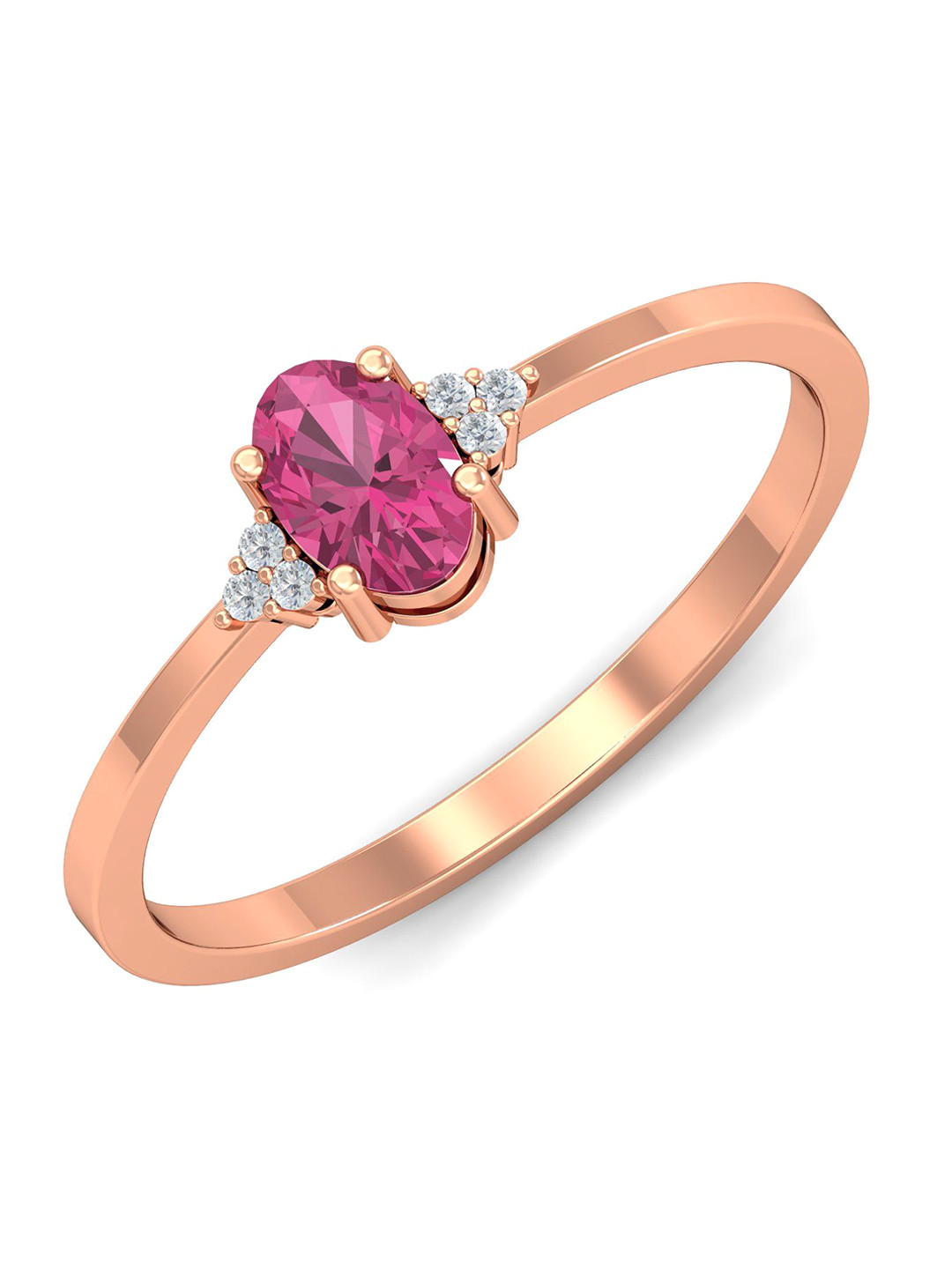 KUBERBOX 18KT Rose Gold Sapphire Diamond-Studded Ring - 1.8gm