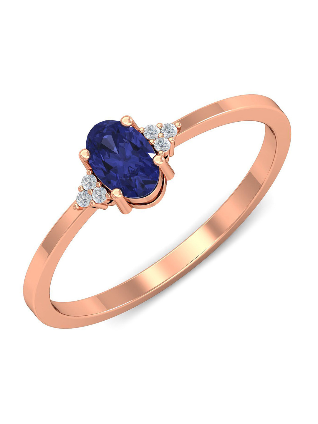KUBERBOX Tanzanite 18KT Rose Gold Diamond-Studded Ring-1.8g