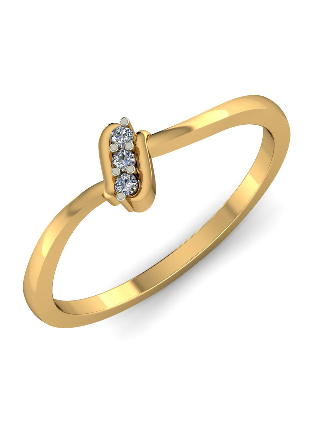 KUBERBOX Care 18KT Gold Diamond Studded Ring -1.6 gm