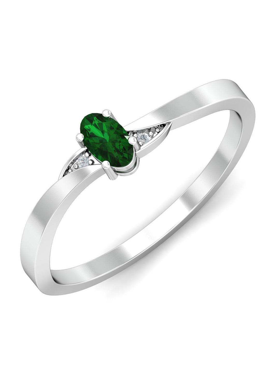 KUBERBOX Ceria Solitaire 18KT White Gold Diamond Studded Ring - 0.94 gm