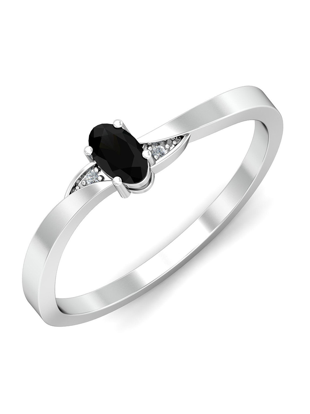 KUBERBOX Elptica Black 18KT White Gold Diamond-Studded Ring- 1.84 gm