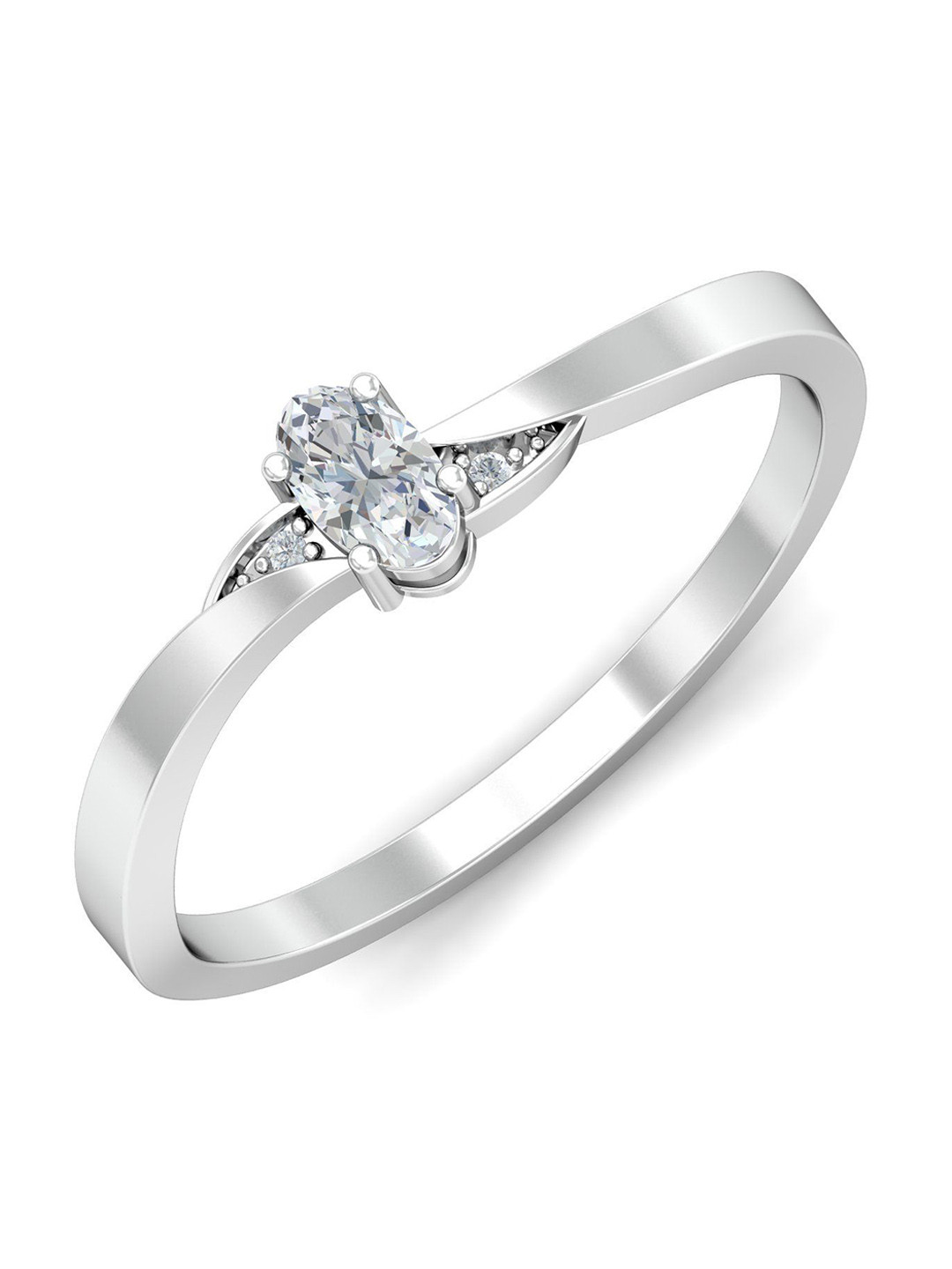 KUBERBOX Sapphire 18KT White Gold Diamond Studded Ring - 1.89 gm