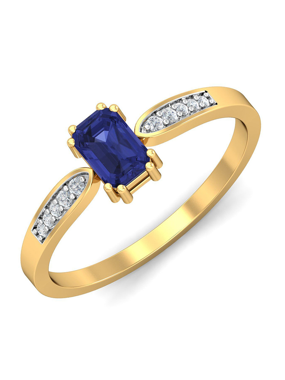 KUBERBOX 18KT Gold Meridian Tanzanite Diamond-Studded Ring -2.07 gm