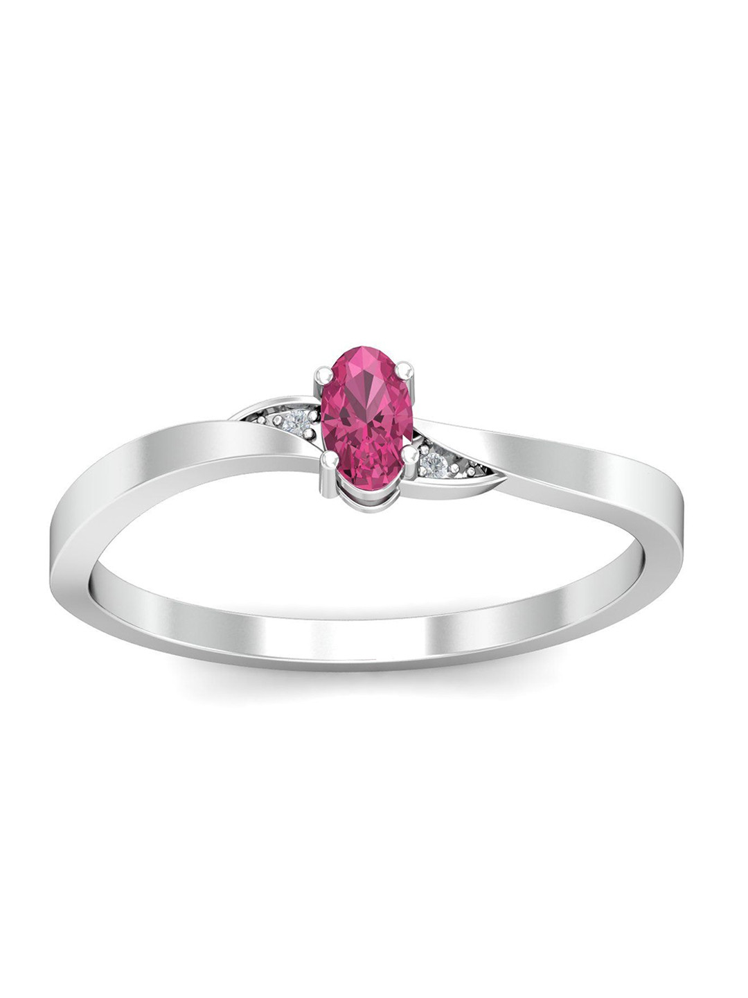 KUBERBOX Elptica 18KT White Gold Sapphire Diamond- Studded Ring -1.89gm