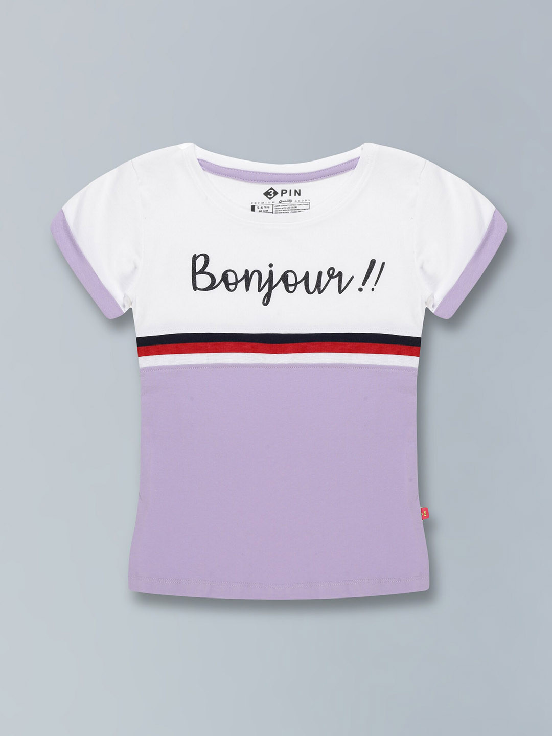 3PIN Girls Pack Of 2 Typography Printed Pure Cotton T-shirt