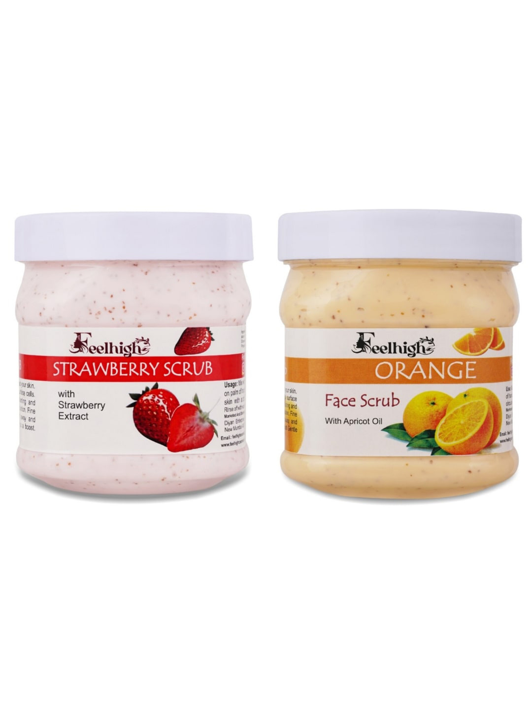 FEELHIGH Set of Strawberry & orange face Scrubs - 500 ml Each