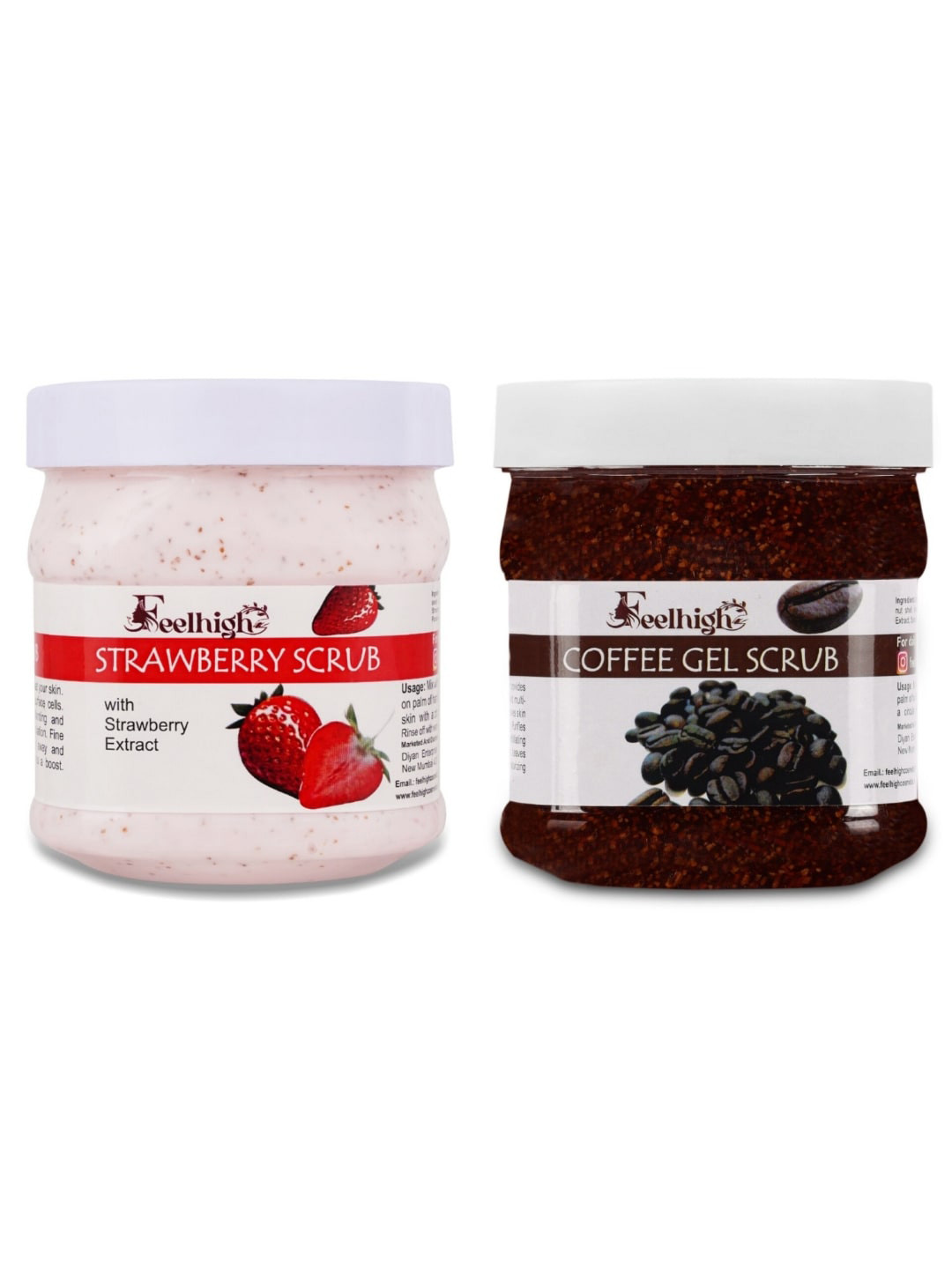 FEELHIGH Set of Strawberry & Coffee Face Scrubs - 500 ml Each