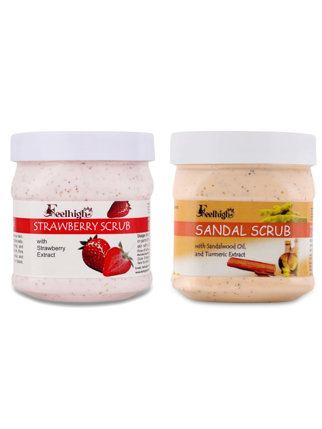 FEELHIGH Set of Strawberry & Sandal Face Scrub - 500 ml Each