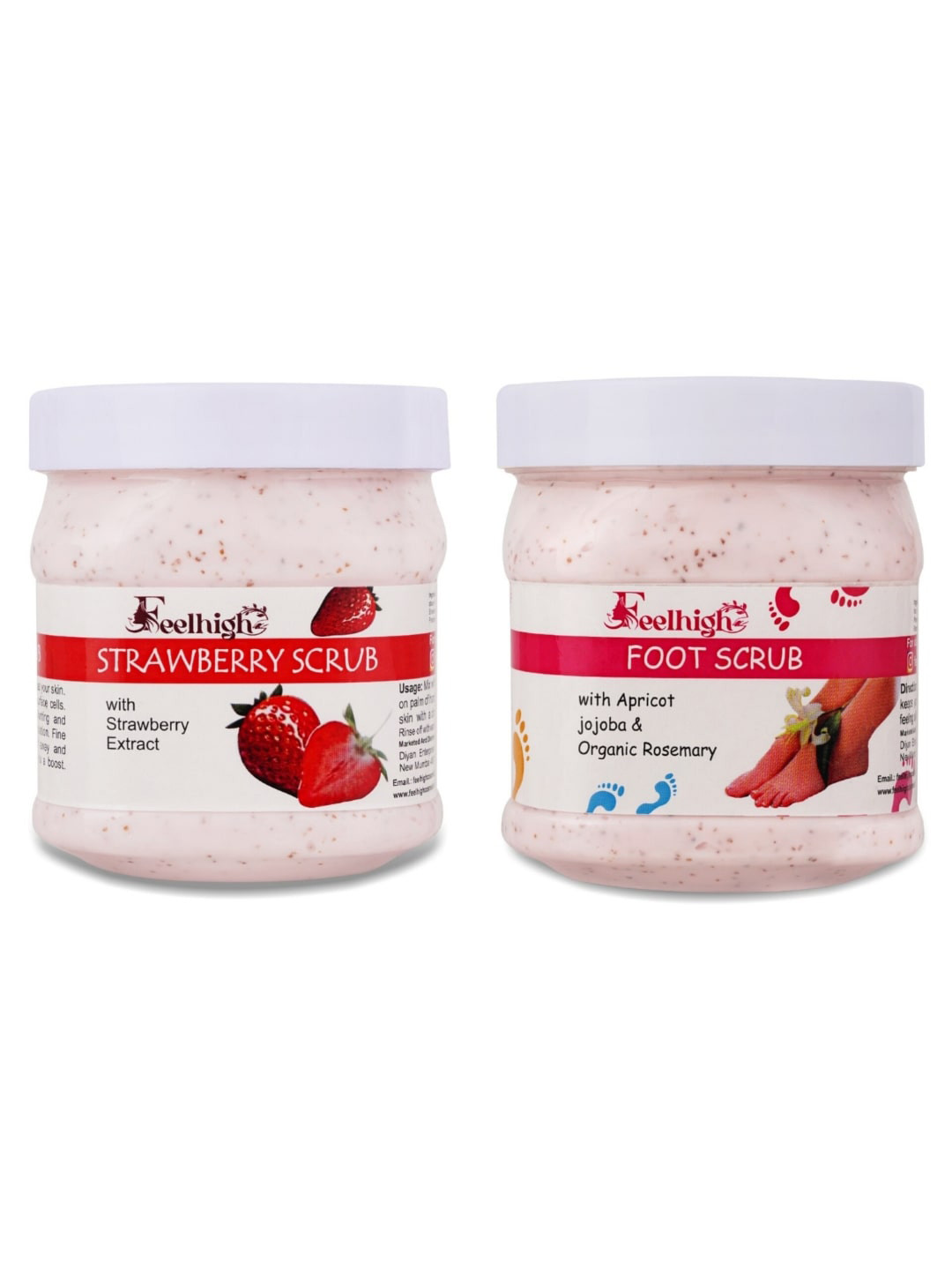FEELHIGH Set of Strawberry Face Scrub & Apricot Foot Scrub - 500 ml Each