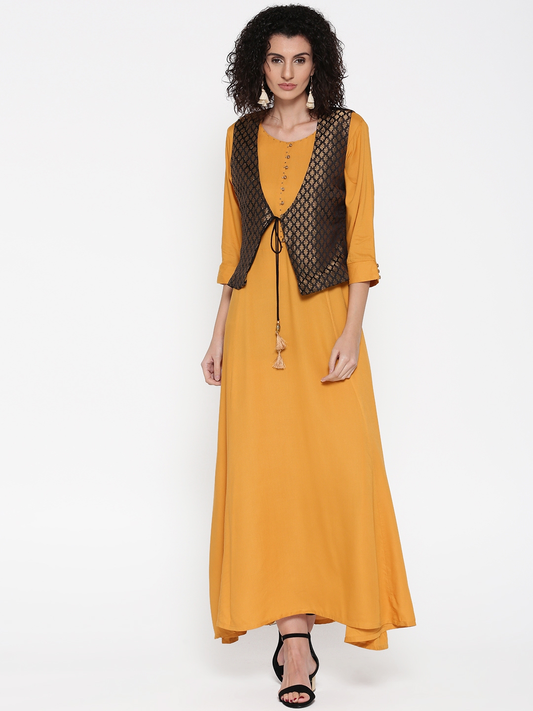 mustard yellow ethnic dress