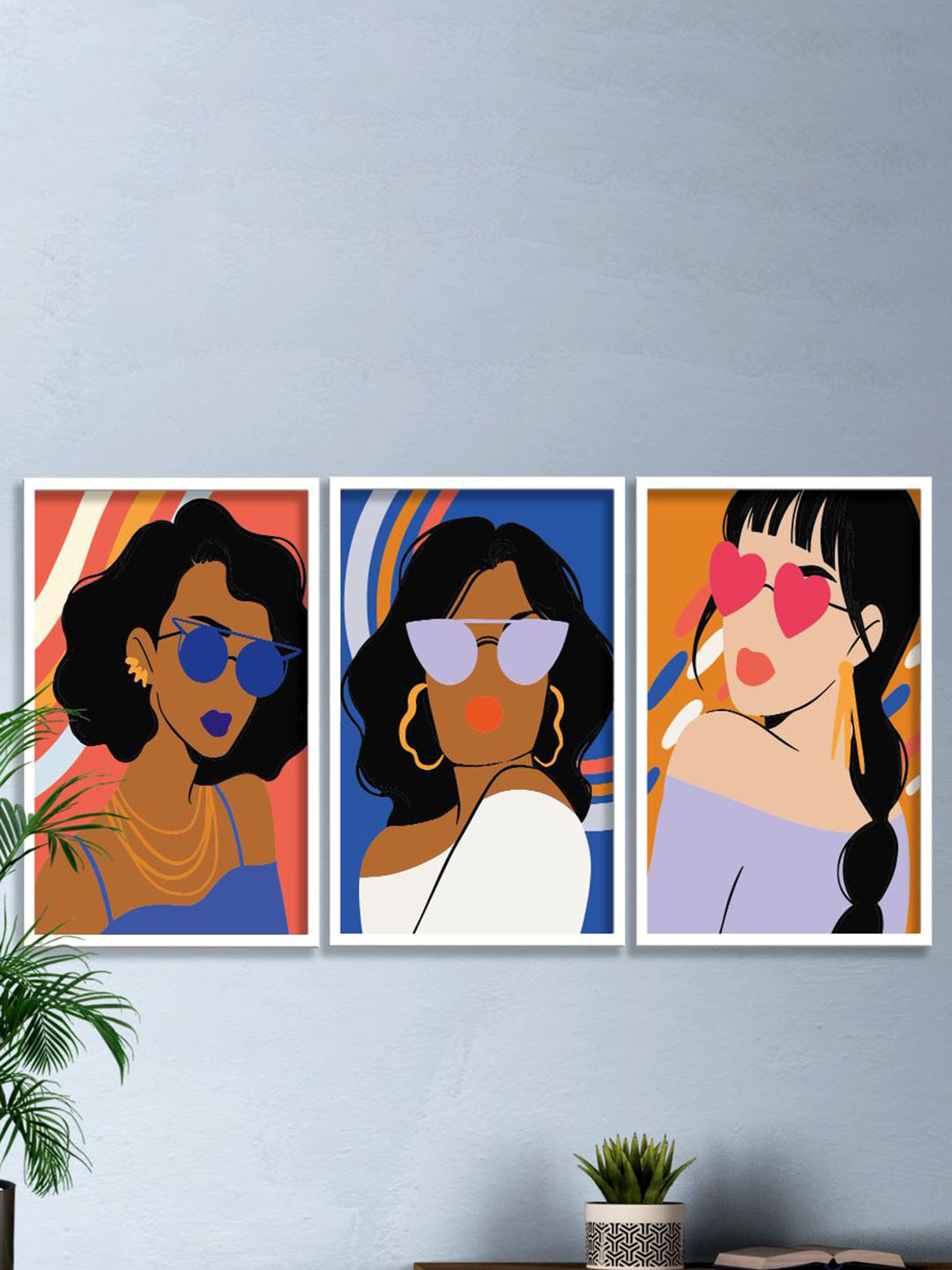 SAF Modern Boho Art MDF 3 Piece Wall Rectangle Paintings Wall Art - 13.5 x 10.5 In