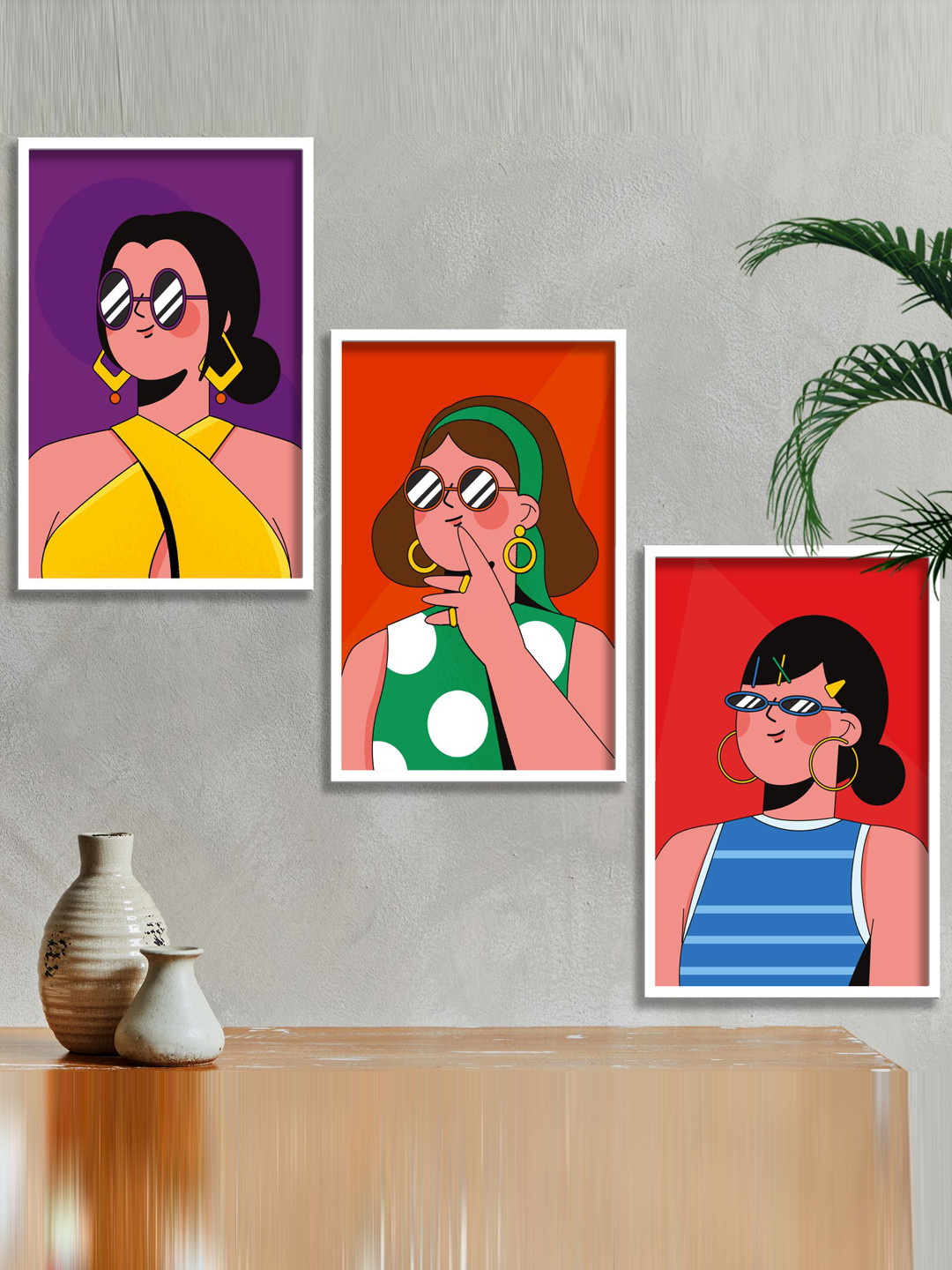 SAF Modern Boho Paper 3 Piece Wall Rectangle Paintings Wall Art - 10.5 x 13.5 In