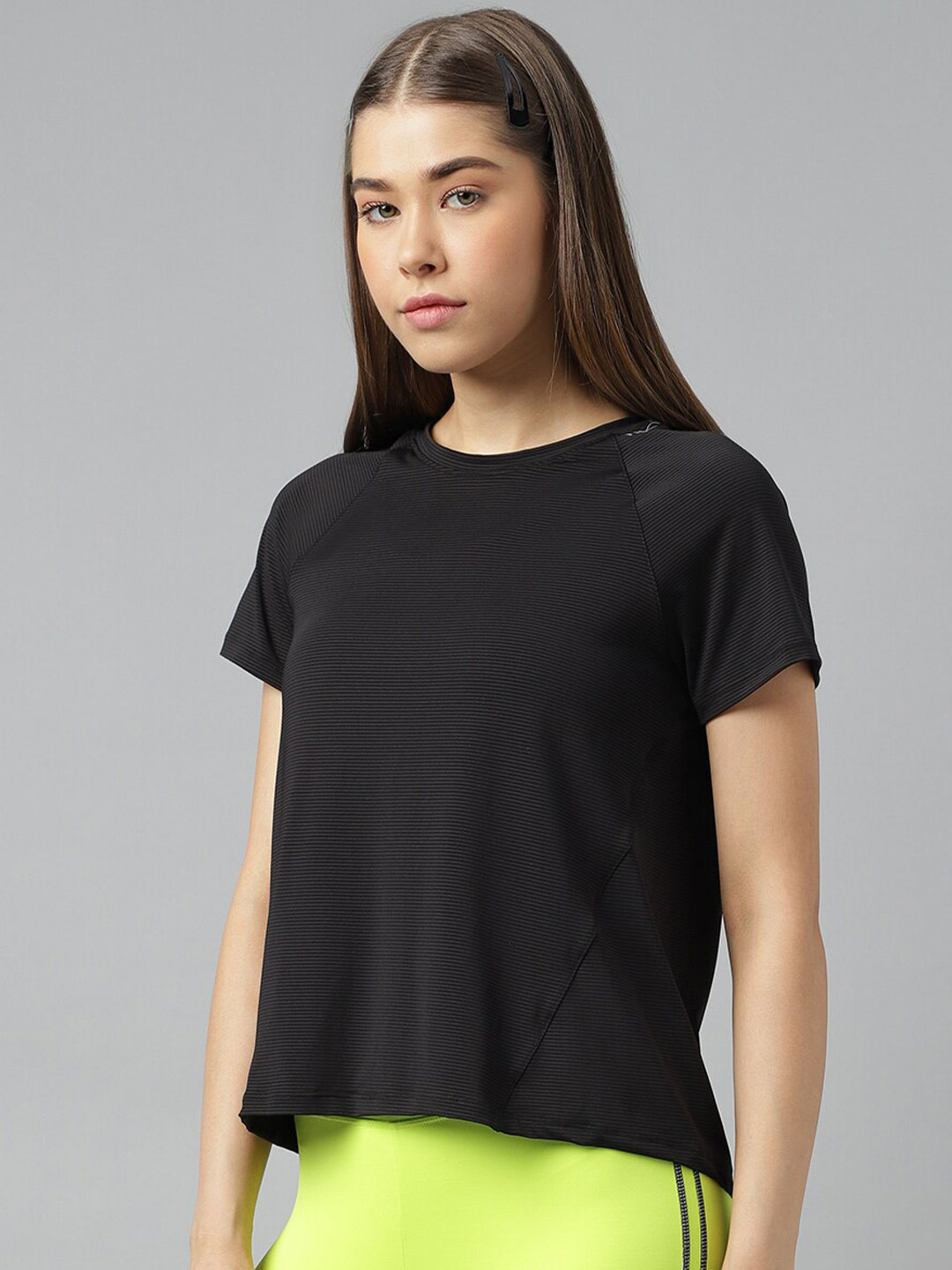Fitkin Striped Anti Odour Raglan Sleeves Relaxed Fit Sports T-shirt