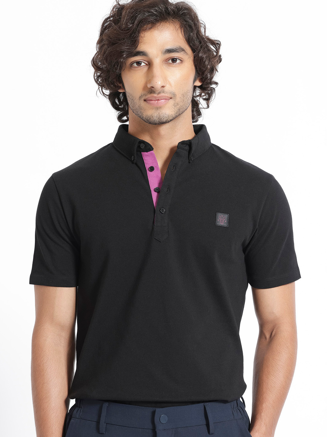 RARE RABBIT Men Herval Polo Collar Slim Fit Cotton T-Shirt