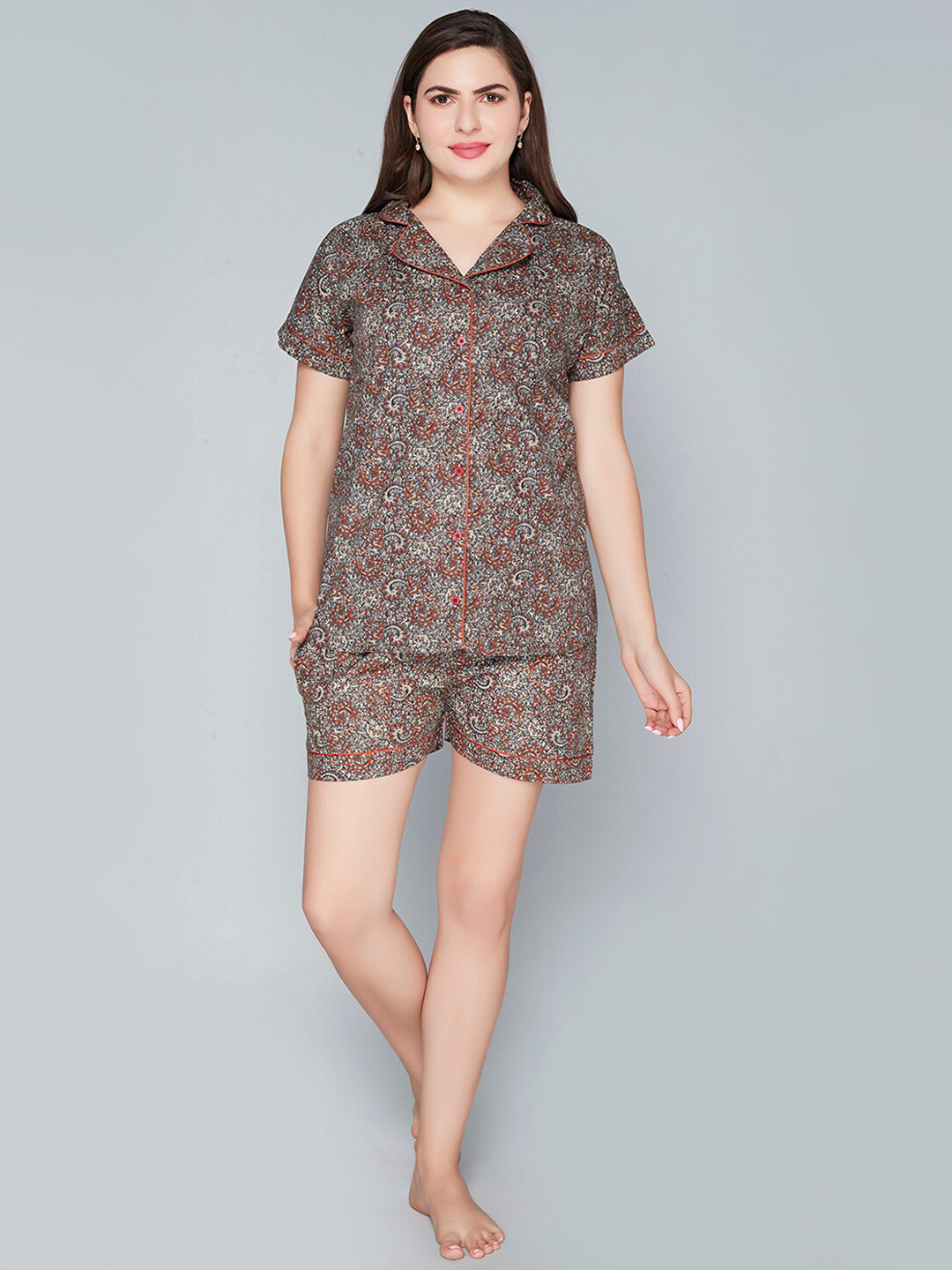Lady Love Floral Printed Pure Cotton Night suit