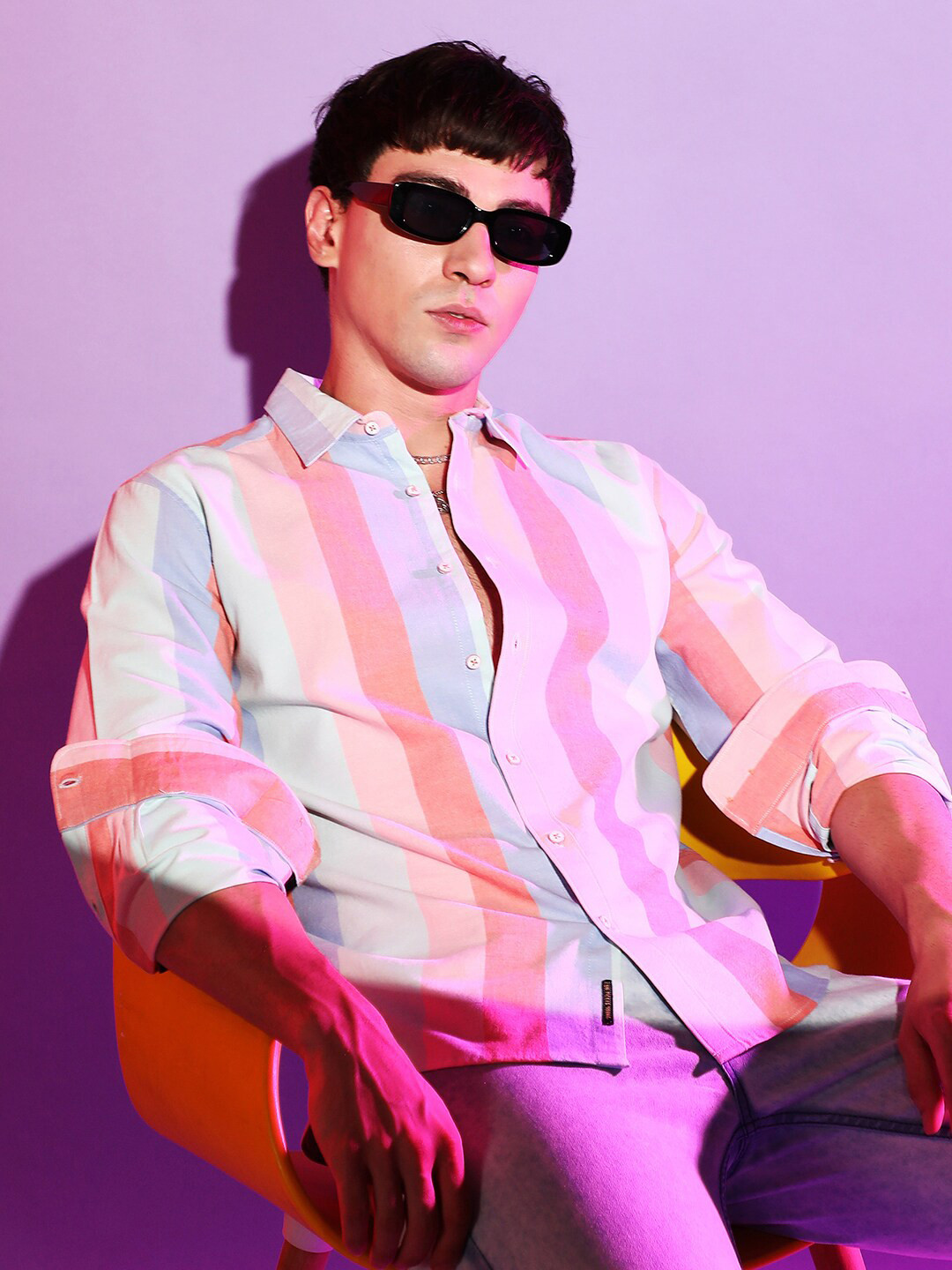 CAHOOT Classic Fit Vertical Striped Cotton Shirt
