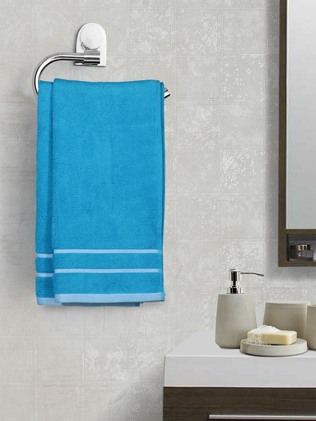 MARK HOME Set of 2 Cotton Turquoise Blue 500 GSM Towels