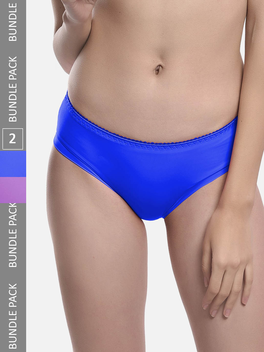 StyFun Pack Of 2 Stretchable Seamless Hipster Briefs LS_Chinki_Panty_BluePurple