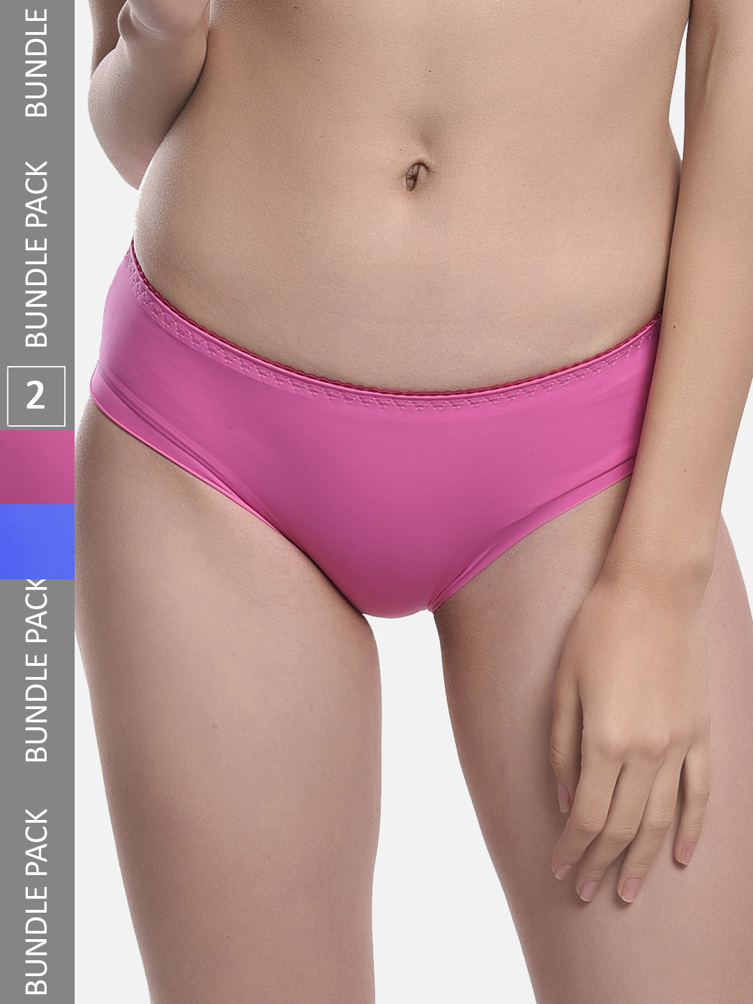 StyFun Women Pack Of 2 Anti Microbial Seamless Hipster Briefs LS_Chinki_Panty_BluePink