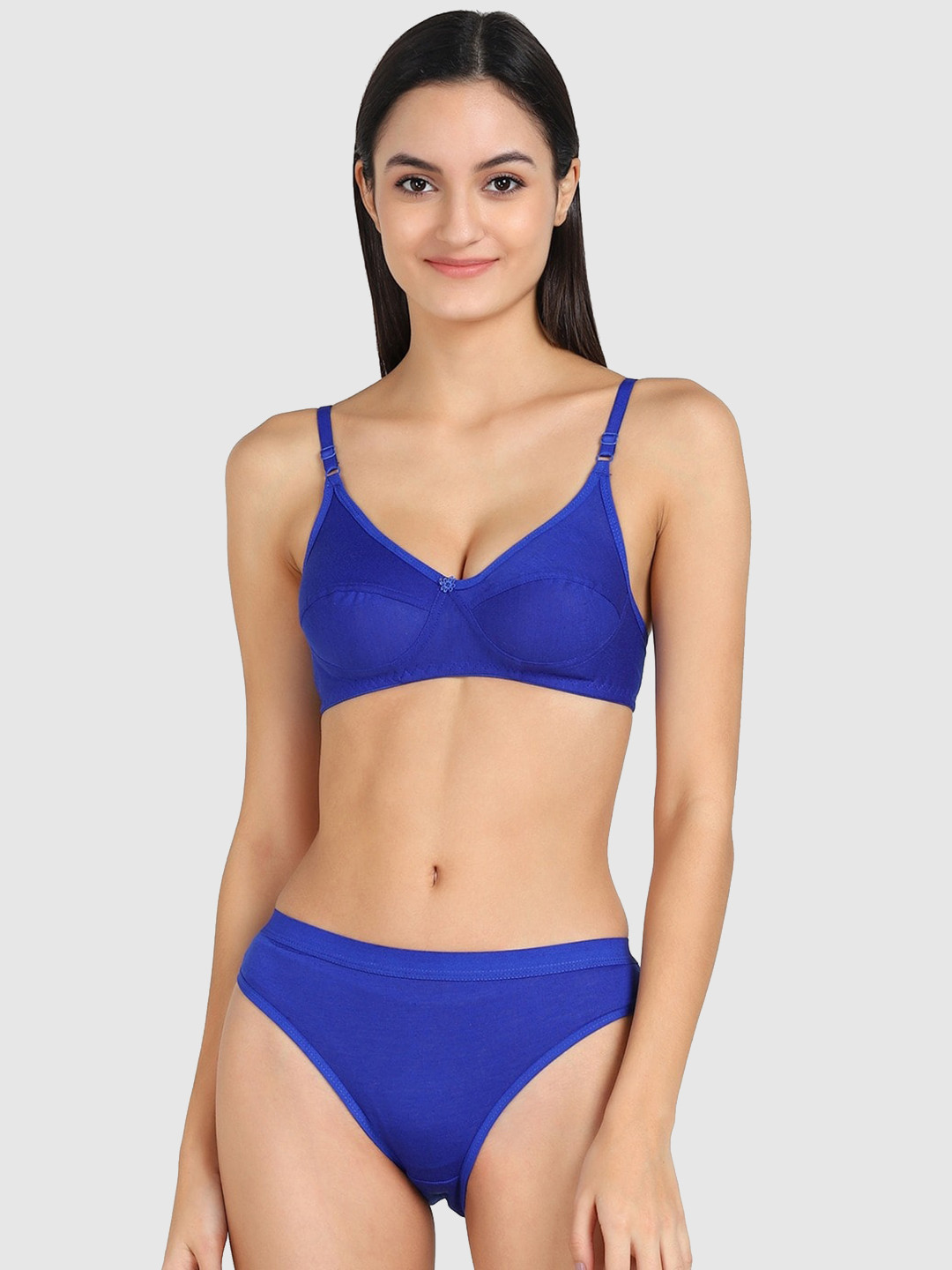 AROUSY Non Padded Cotton Lingerie Set R_Ruchi Set_Blue_32