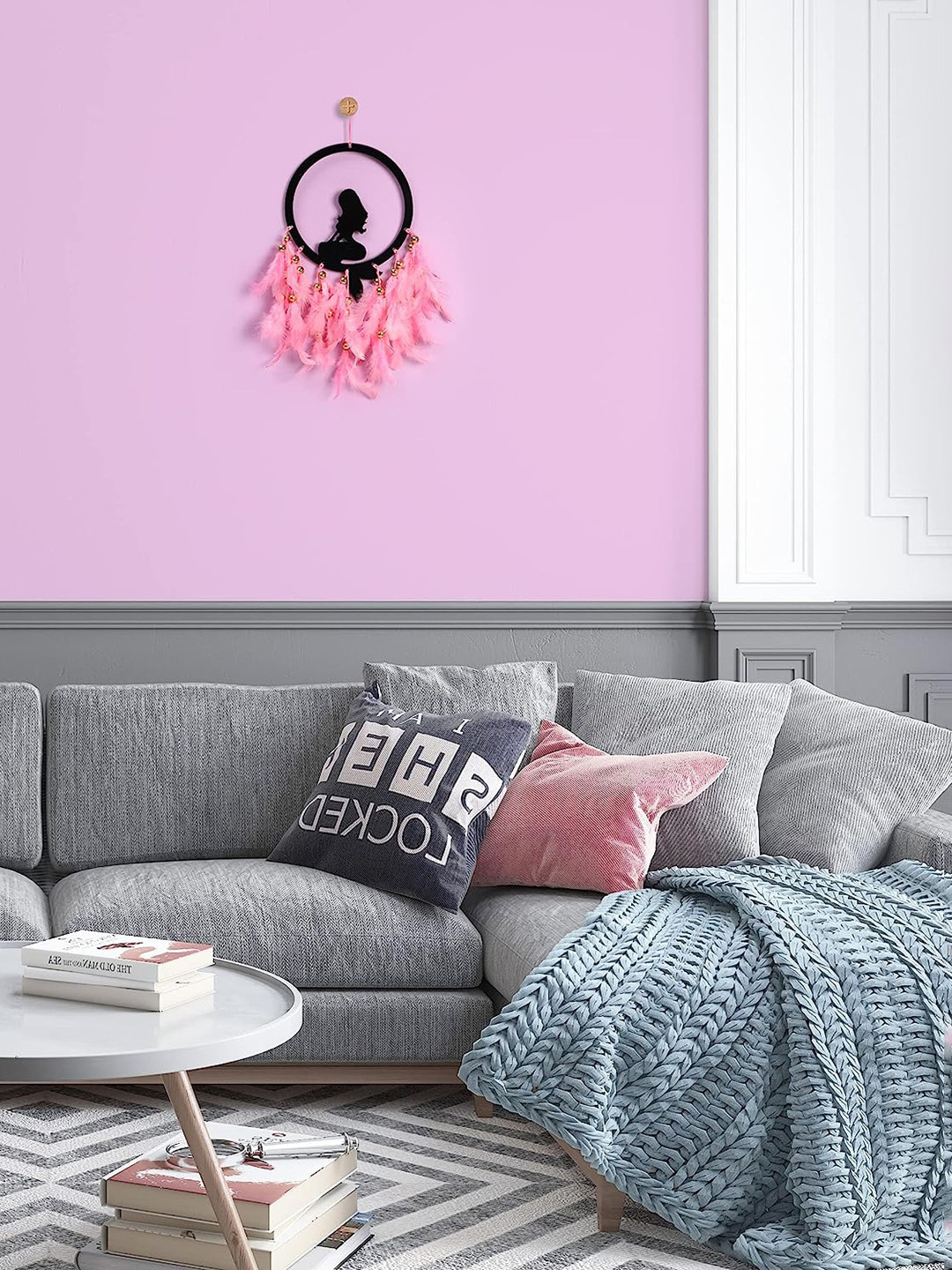 DULI Pink & Black Feather Windchimes