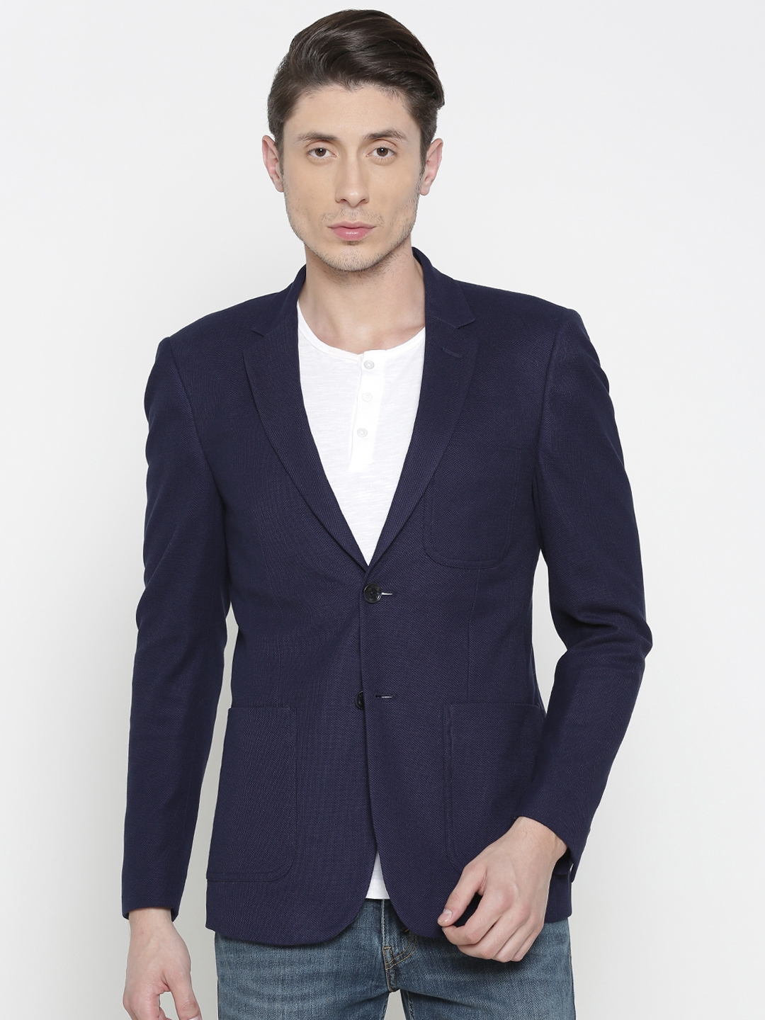 Buy Solly Sport Blue Slim Jersey Fit Casual Blazer Blazers for Men