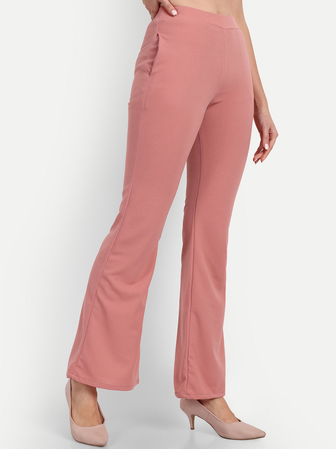 BROADSTAR Women Relaxed High-Rise Non Iron Flared Bootcut Trousers