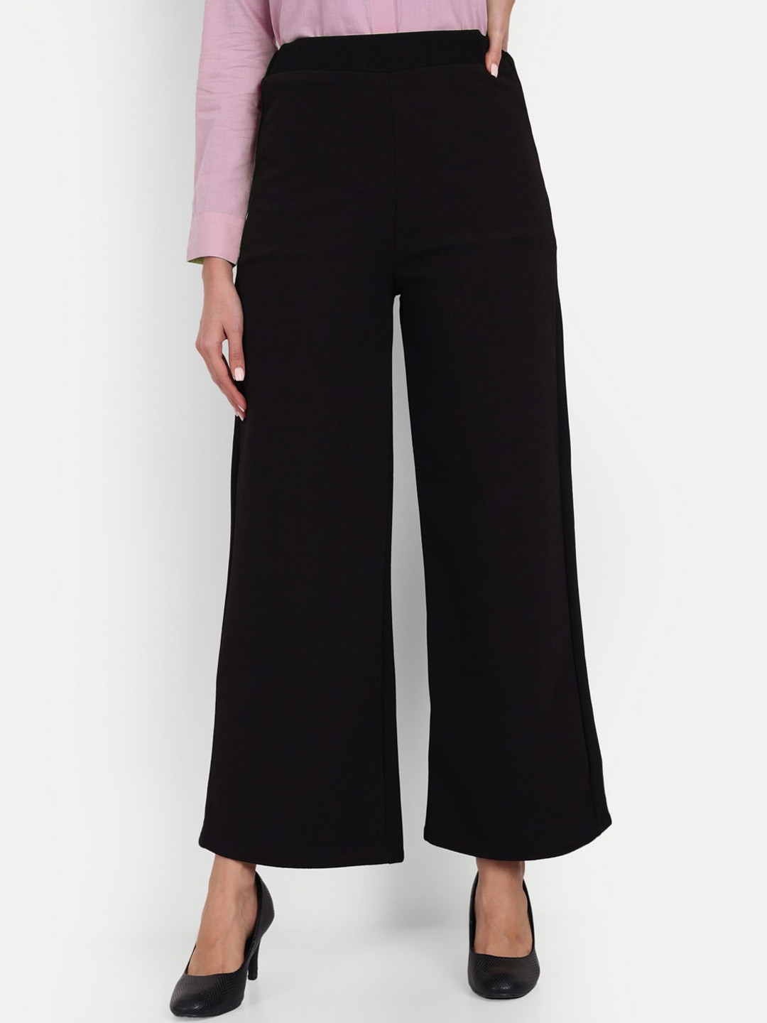 BROADSTAR Women Relaxed Loose Fit High-Rise Easy Stretchable Wash Formal Parallel Trousers