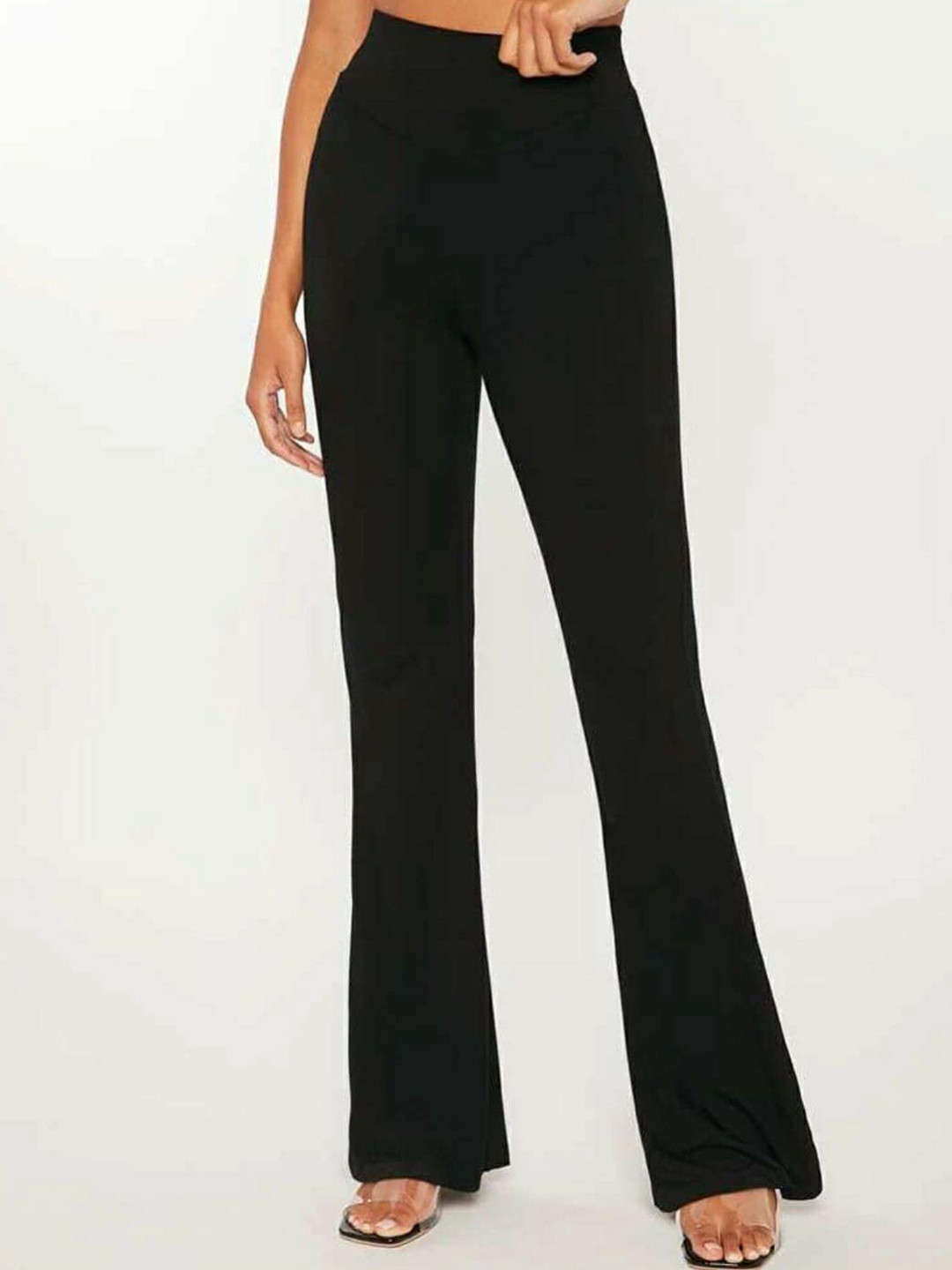 BROADSTAR Women Relaxed Flared Super High-Rise Easy Wash Stretchable Bootcut Trousers