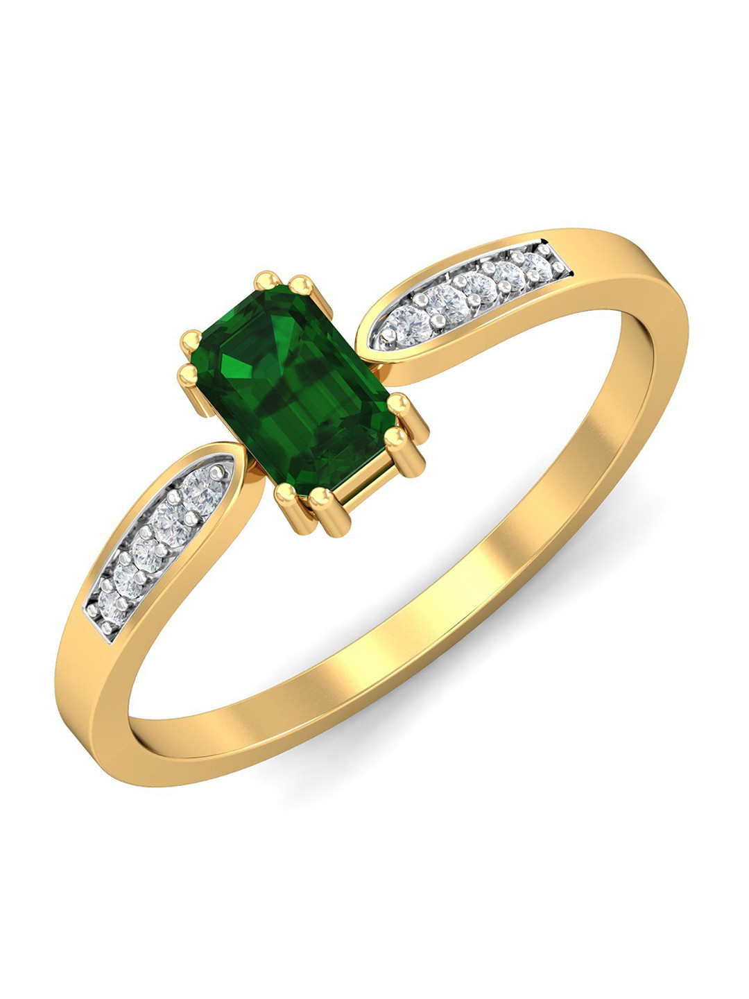 KUBERBOX Meridian Emerald 18KT Gold Diamond Studded Ring - 2.07gm