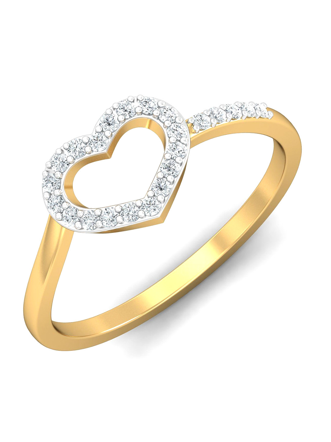 KUBERBOX 18KT Gold Diamond Studded Heart Ring - 1.8 g