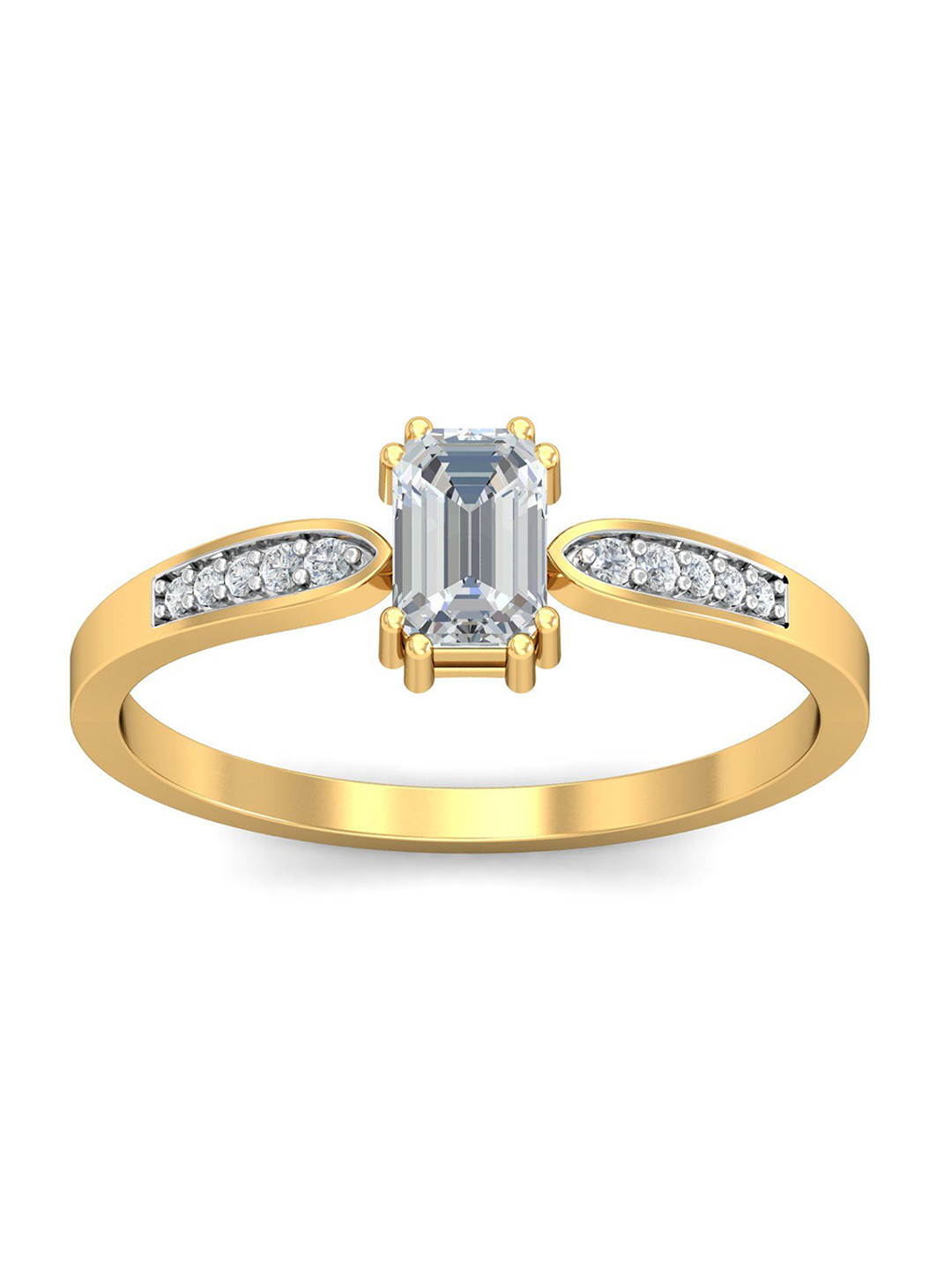 KUBERBOX Meridian 18KT Gold Diamond Sapphire Studded Finger Ring-2.07gm