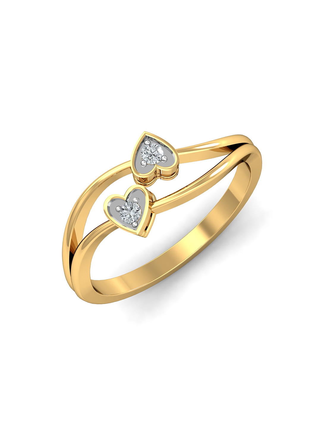 KUBERBOX Romanza Heart 18KT Gold Diamond Studded Finger Ring- 2.64gm