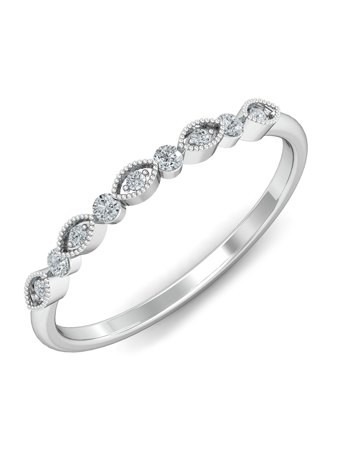 KUBERBOX El Roce 18KT White Gold Diamond-Studded Ring- 1.58gm