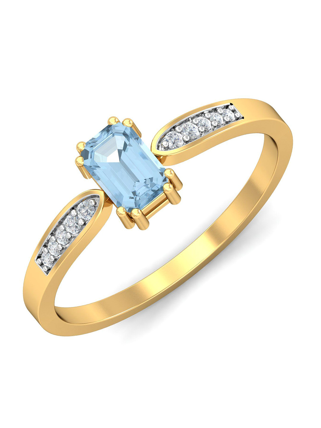 KUBERBOX Meridian 18KT Gold Sapphire Diamond Studded Ring - 2.07gm