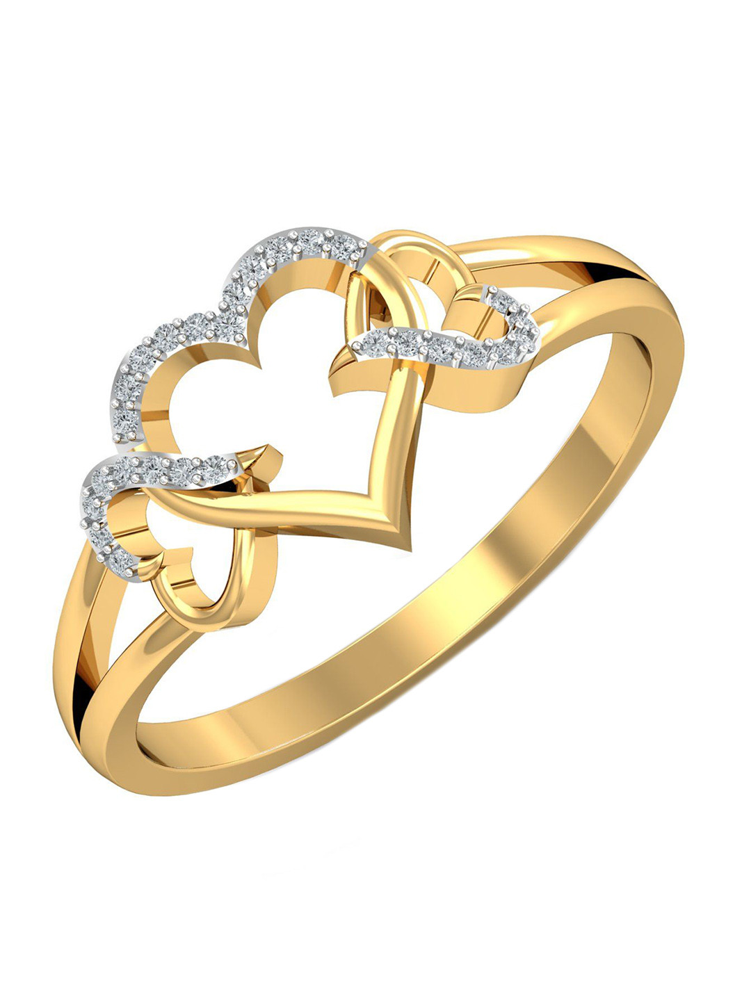 KUBERBOX Caricias Amor 18KT Gold Diamond Studded Finger Ring - 2.28 gm