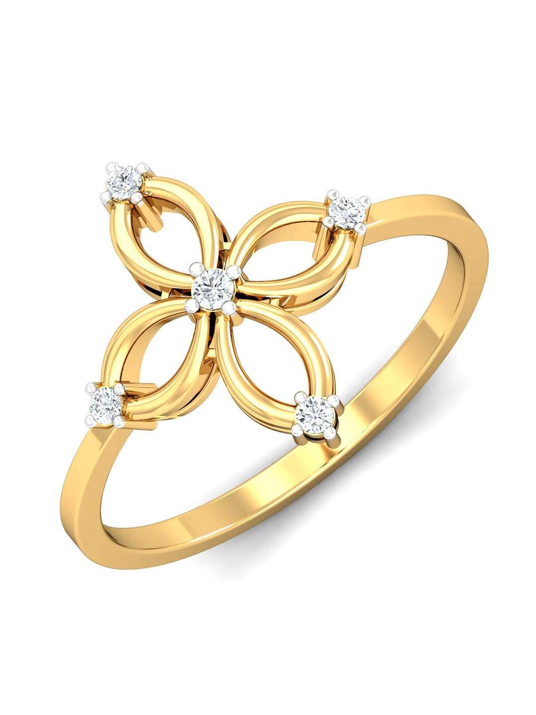 KUBERBOX Todo 18KT Gold Diamond Studded Finger Ring-2.1gm