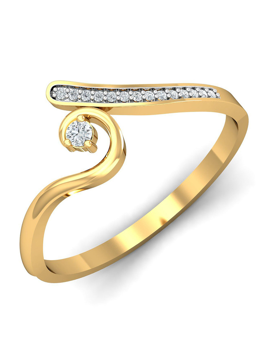 KUBERBOX La Amour 18KT Gold Diamond-Studded Finger Ring-1.8gm