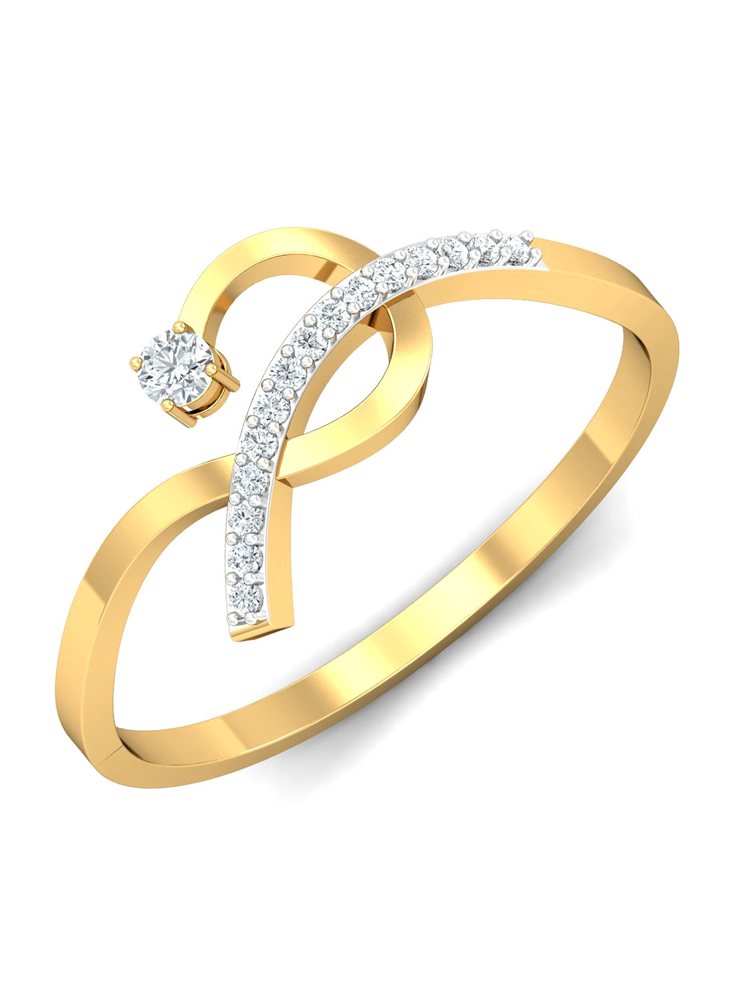 KUBERBOX Artisan's Flaunt 18K Gold Diamond -Studded Ring -1.55 gm