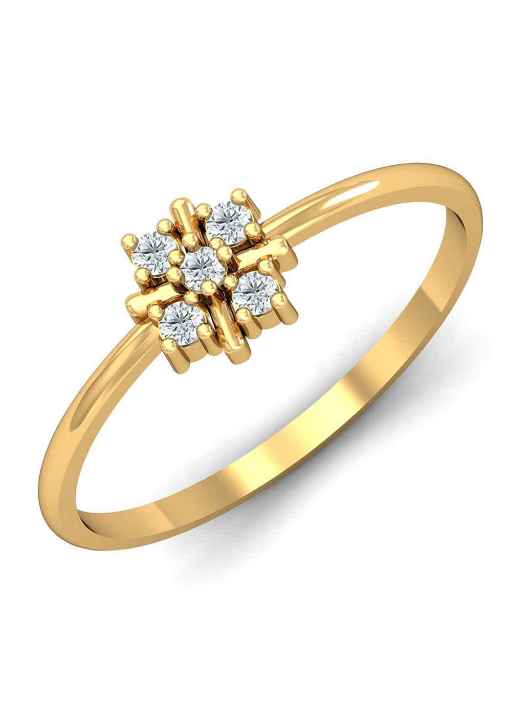 KUBERBOX Curio Cluster 18KT Gold Diamond-Studded Ring - 1.5gm