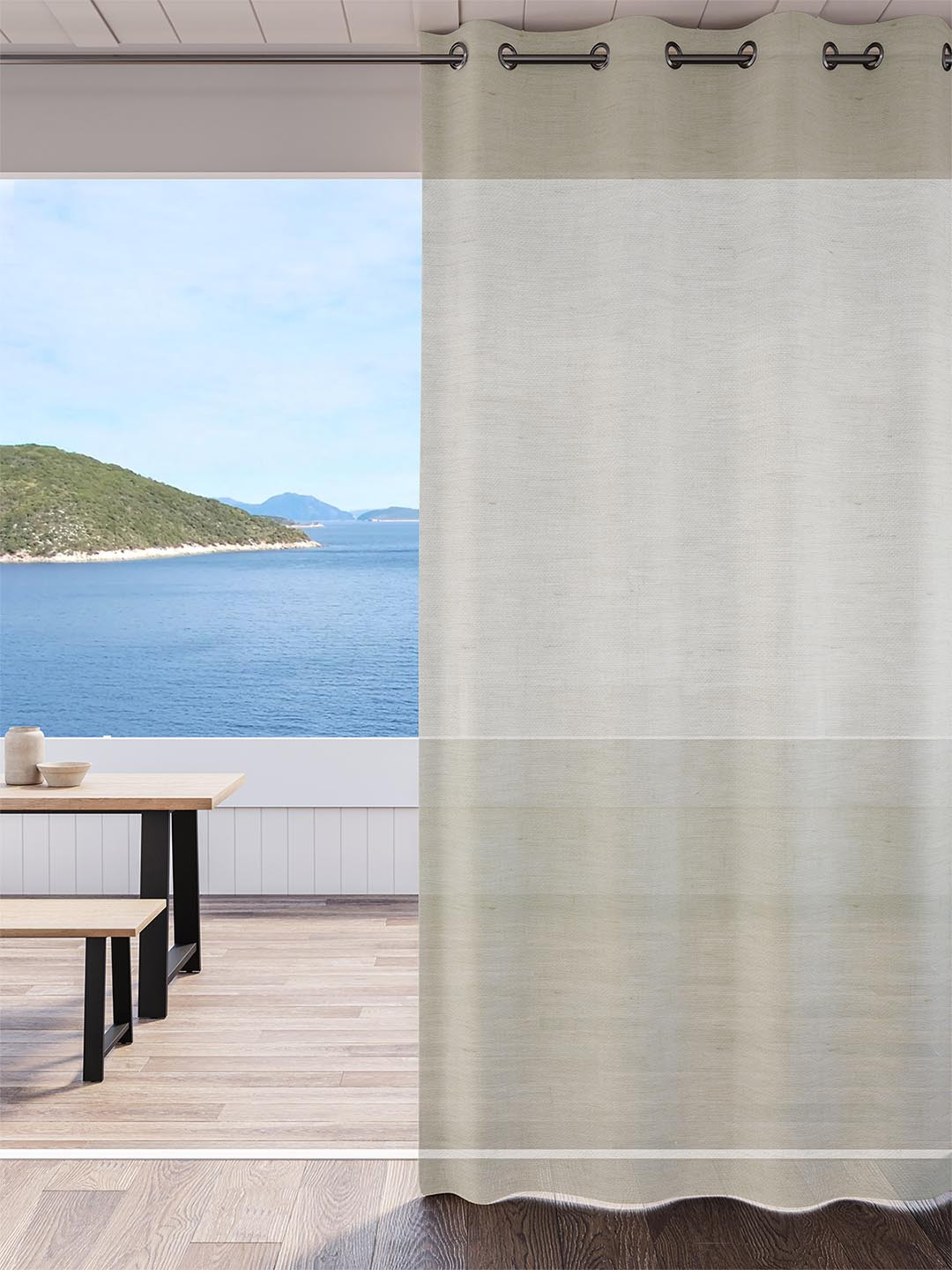 DDecor Beige Sheer Long Door Curtain