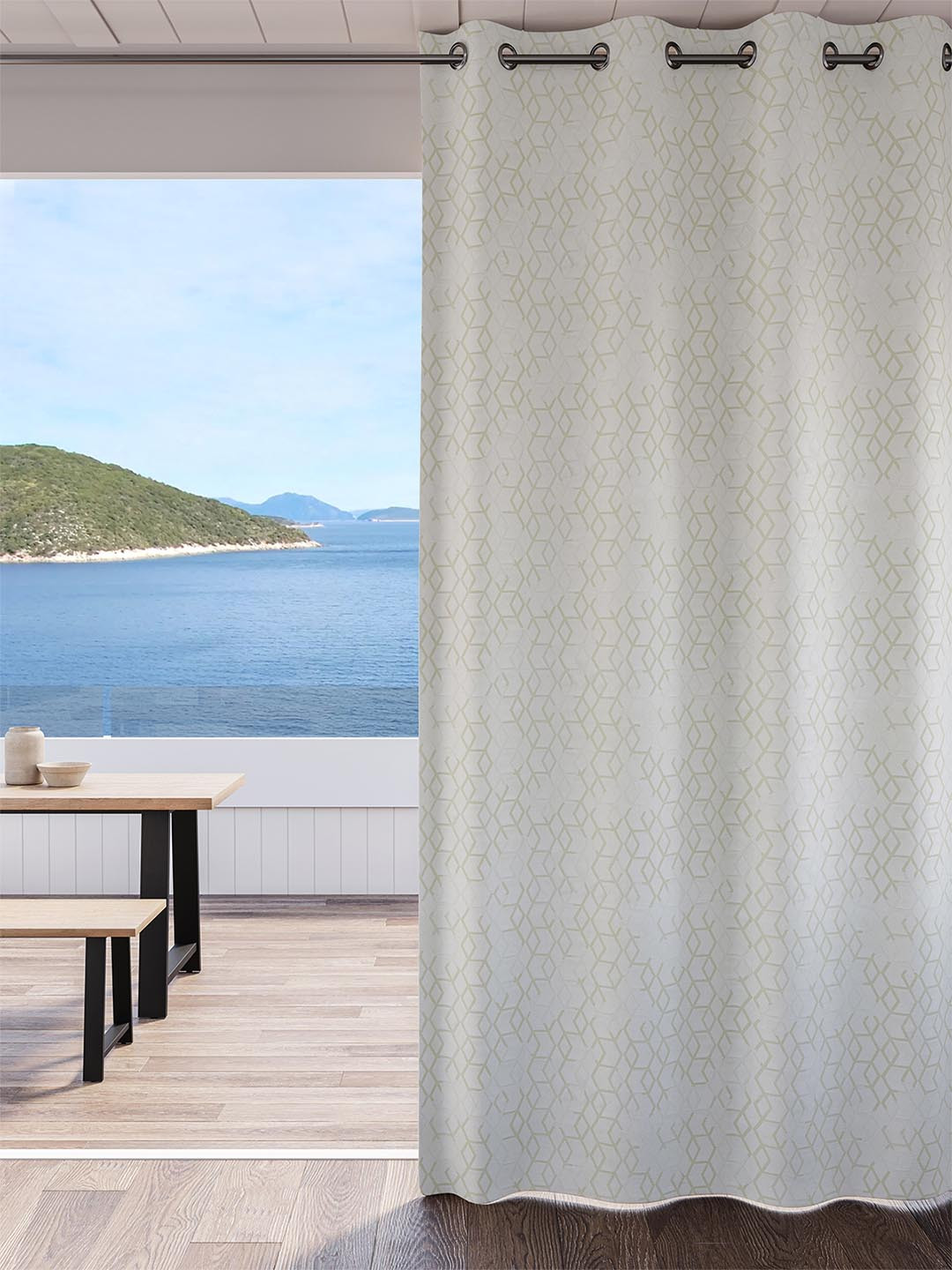 DDecor Grey Geometric Room Darkening Door Curtain