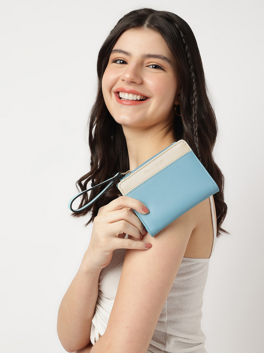 Fastrack Women ColourBlocked Wallet With Wristlet