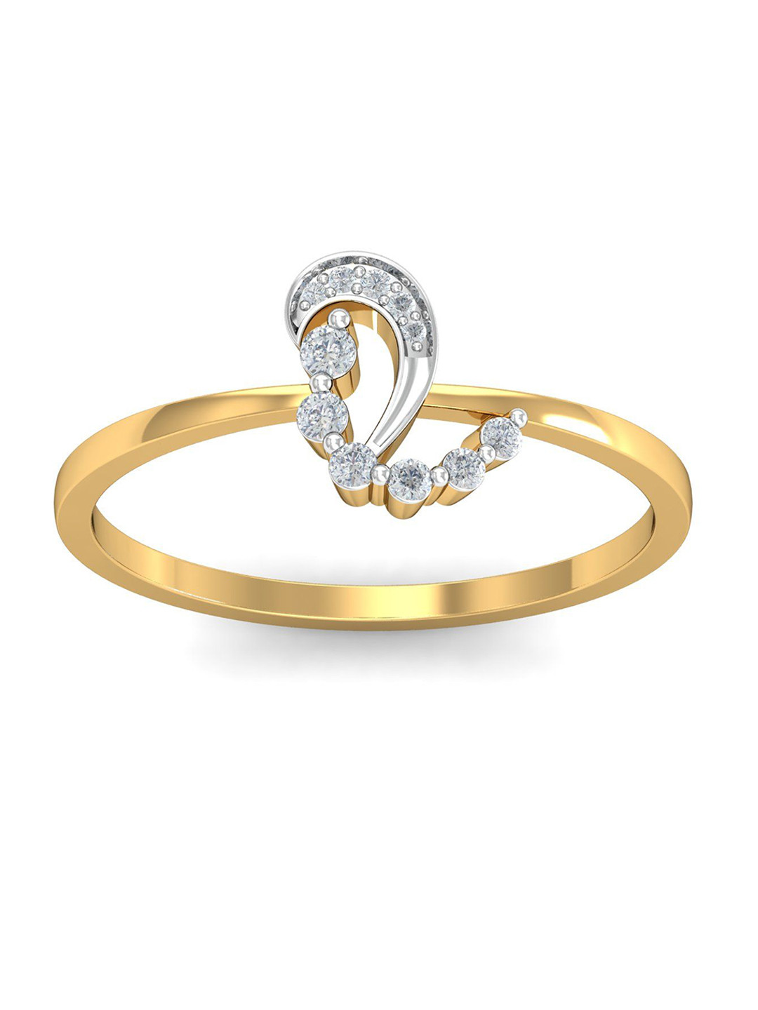 KUBERBOX Whimsical Swan 18KT Gold Diamond-Studded Ring -1.62 gm
