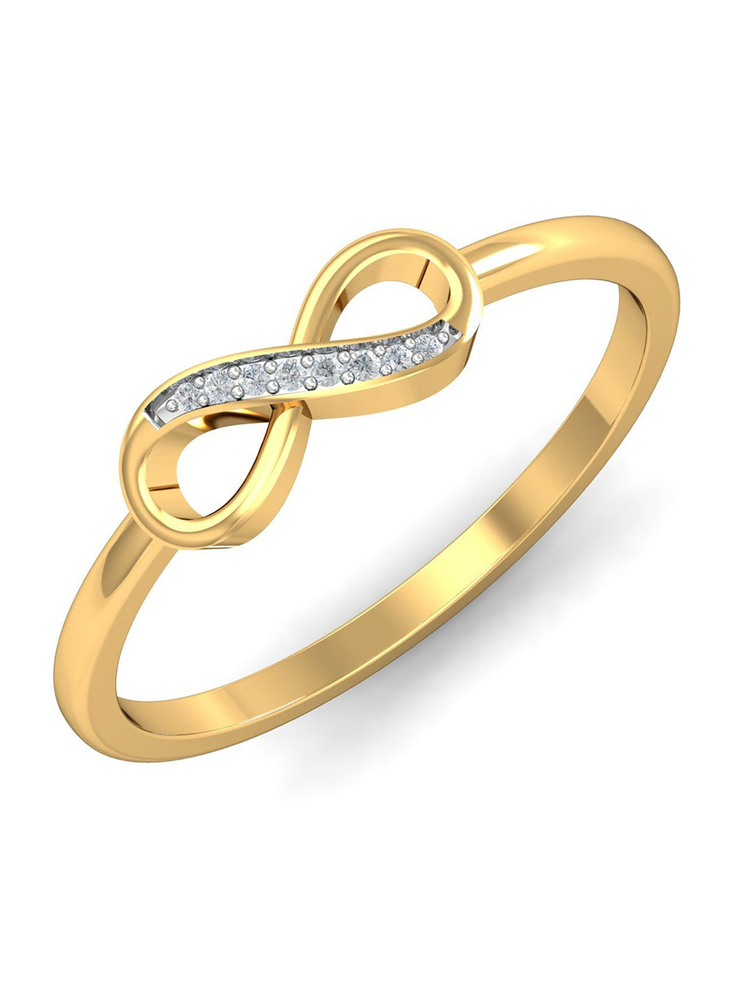 KUBERBOX Dainty Infinity 18KT Gold Diamond Studded Finger Ring-1.94gm