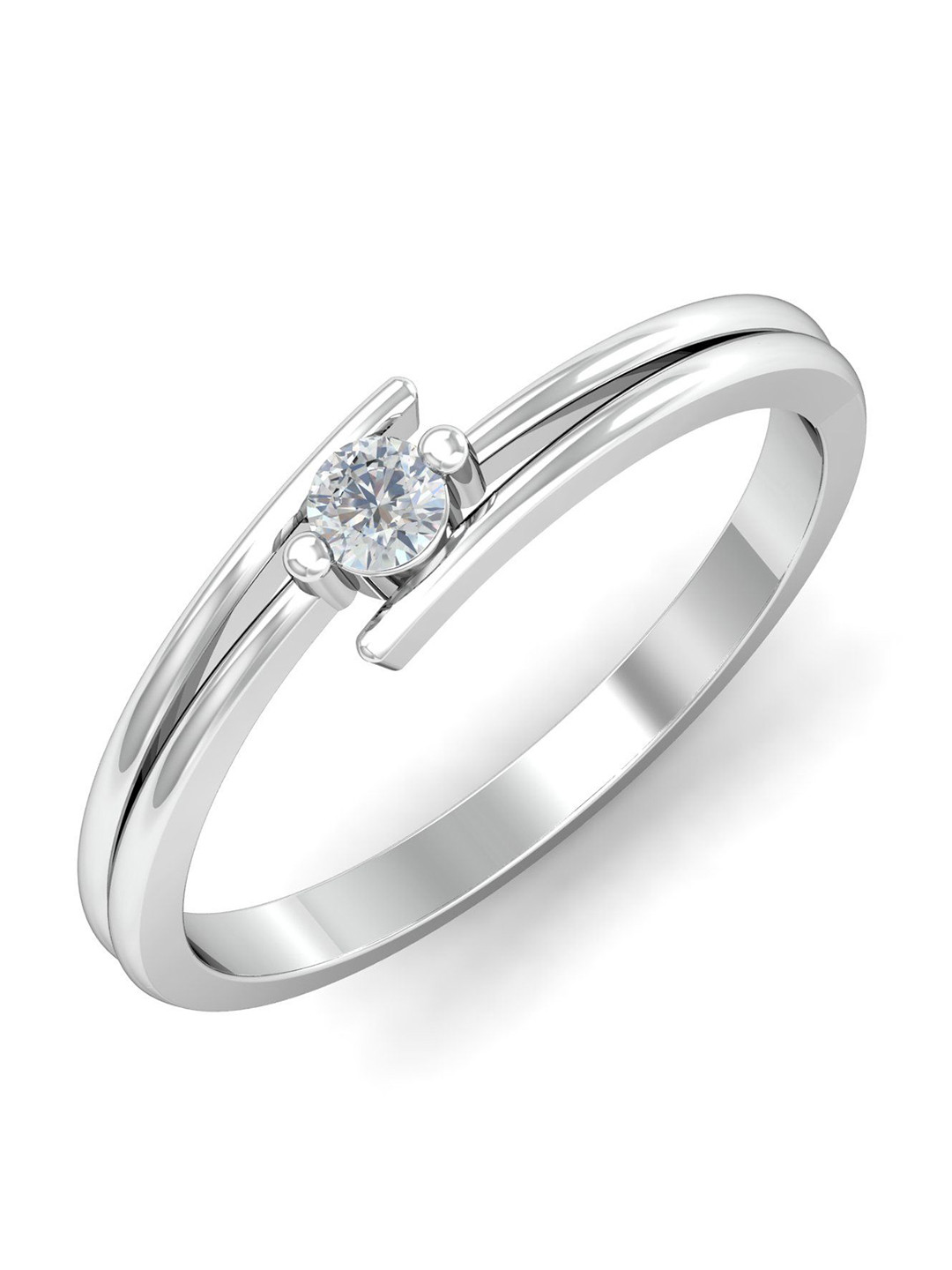 KUBERBOX Timeless Aura 18KT White Gold Diamond -Studded Ring-1.67 gm