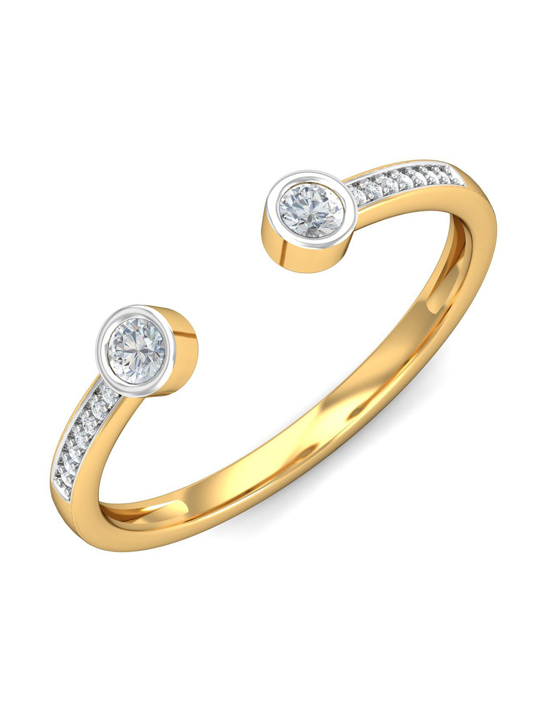 KUBERBOX18KT Gold Diamond Studded Open Ring - 1.75 gm